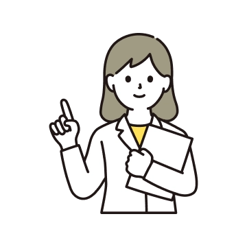 説明をしている女性スタッフのイラスト